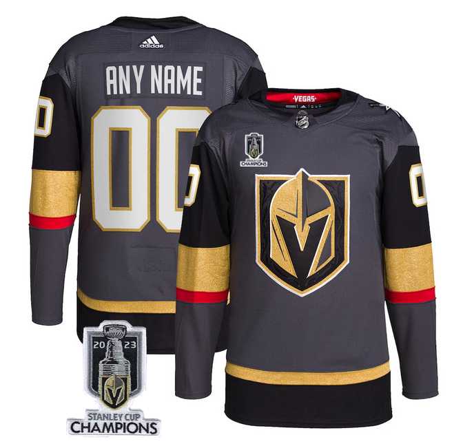 Men%27s Vegas Golden Knights Active Player Custom Gray 2023 Stanley Cup Champions Stitched Jersey